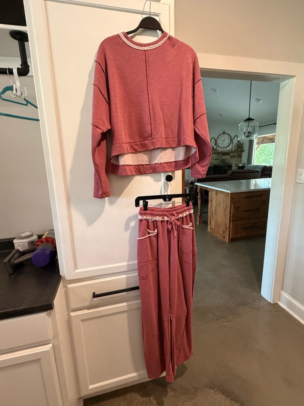 DAVI & DANI Mauve-Pink Terry Knit Sweatshirt and pant set